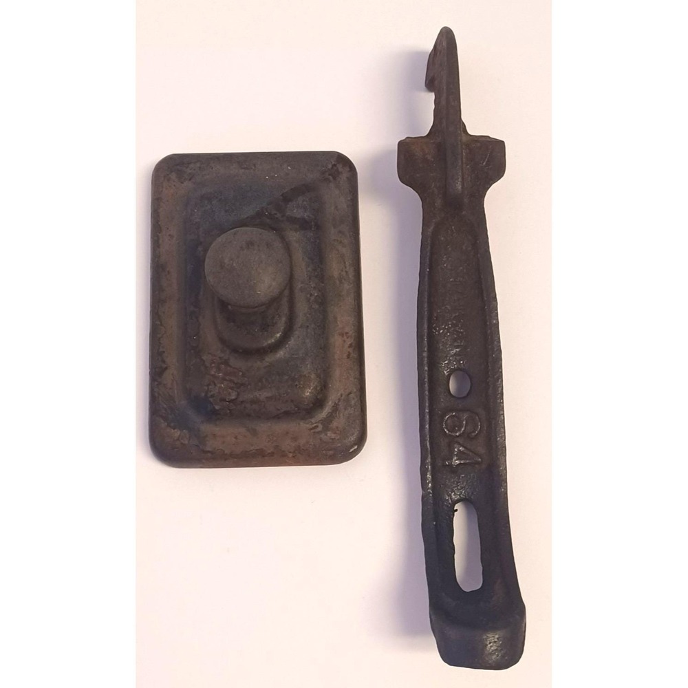 Antique Cast Iron Wood Stove Lid Lifter CS-64 & Flue Soot Cleanout Door Cover